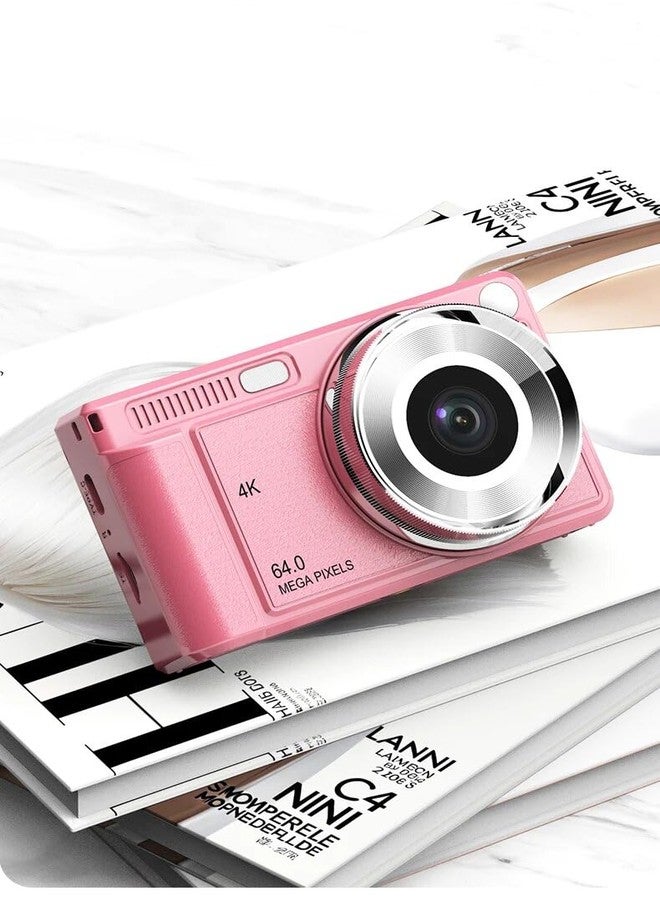 Dkian Kids Digital Camera 1080p Lanyard Anti Shake 64Mp Compact Portable Small Point and Shoot Digital Camera for Childrens Light Pink - Image 4